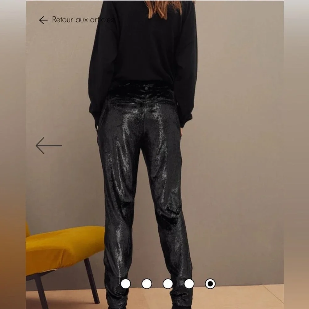 ba&sh Kodi Noir Pants‎ Women's size 4 Glitter Shimmer Sparkles Night Out